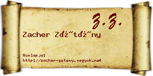 Zacher Zétény névjegykártya